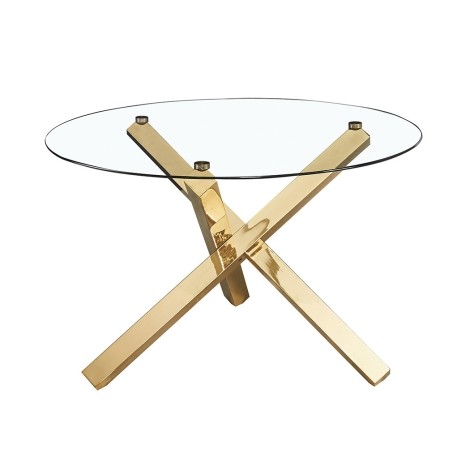 Capri - 4 Seater - Round Dining Table - Glass Top - Gold Legs