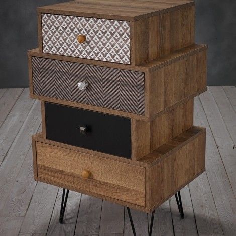 Casablanca - Wood - 4 Drawer Chest - Black Metal Hairpin Legs