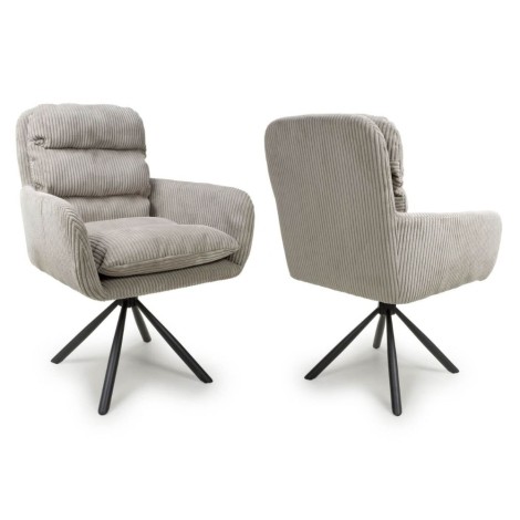 Pair Of - Cassidy - Mink Corduroy - Swivel Chairs - Black Tripod Metal Legs