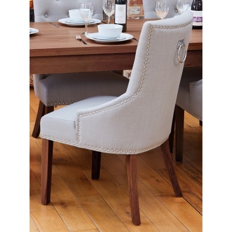 2x Light Grey Fabric, Walnut Leg, Ring Back / Knocker Back, Dining Chair (Pack of Two) CDR03K