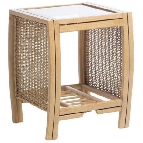 Centurion Light Oak, Cane Lamp Table Bronze Glass