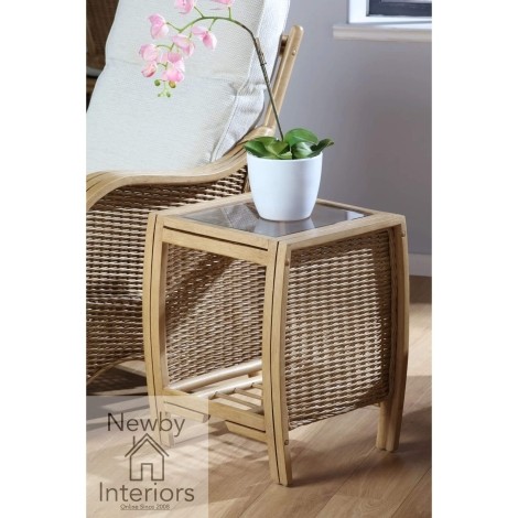 Centurion Lamp Table Light Oak Rattan & Glass