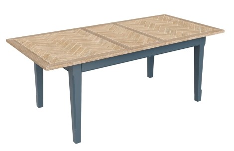 Signature Blue - Painted - Rectangular - Extending Dining Table - Oak Parquet Top - 160-200cm