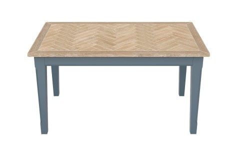 Signature Blue - Painted - Rectangular Dining Table - Oak Parquet Top