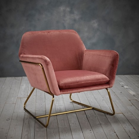 Charles - Accent Armchair - Vintage Pink Velvet - Gold Metal Legs