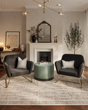 Charles Armchair Black Velvet / Brushed Gold