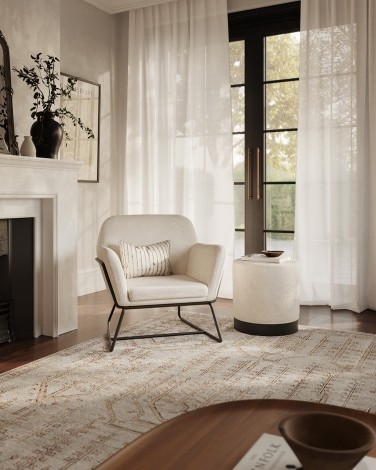 Charles Armchair Ivory Boucle / Matte Black