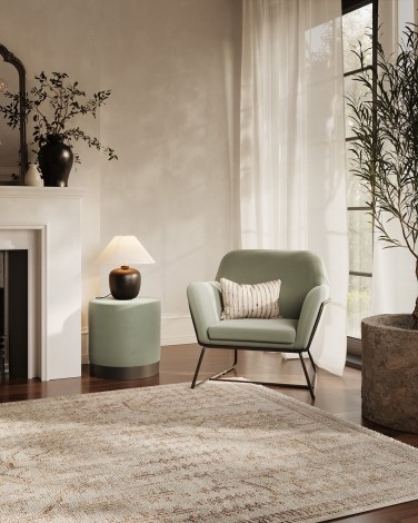 Charles - Accent Armchair - Sage Velvet - Gold Metal Legs