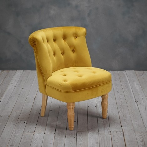 Charlotte - Accent Armchair - Mustard Yellow Velvet - Light Wood Legs