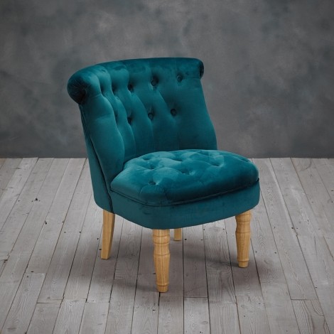 Charlotte - Accent Armchair - Teal Velvet - Light Wood Legs