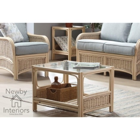 Chelsea Coffee Table Natural Wash Rattan & Glass