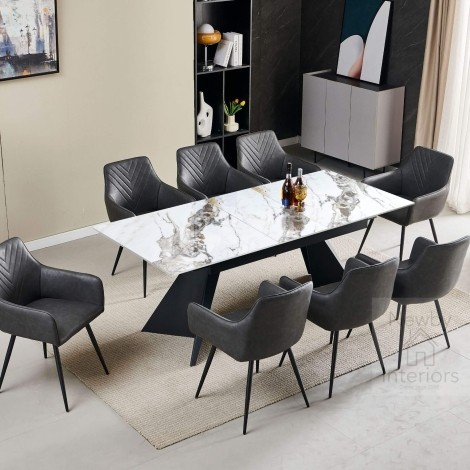 Chicago Cream & Gold Ceramic Centre Extending Dining Table (160-200cm)