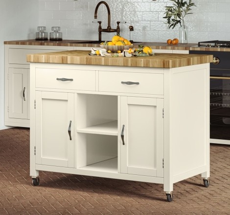 Kitchen Island (Cream) with Butchers Block CKH01A