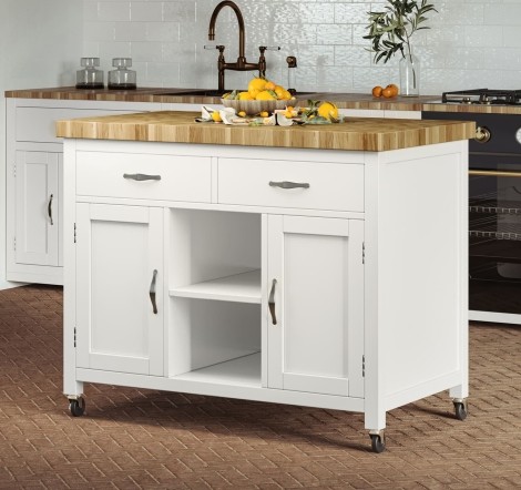 Kitchen Island (White) with Butchers Block CKH01B