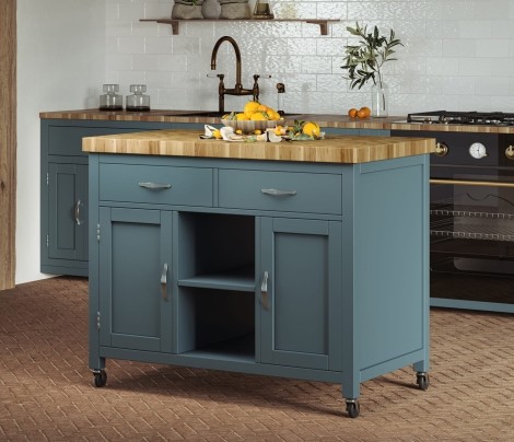 Kitchen Island (Blue) with Butchers Block CKH01C