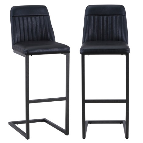 Vintage Black Leather Bar Stool (Pack of Two) CKI-STOOL-BL