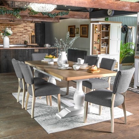 Farmhouse White & Oak 1.6m Extending Dining Table