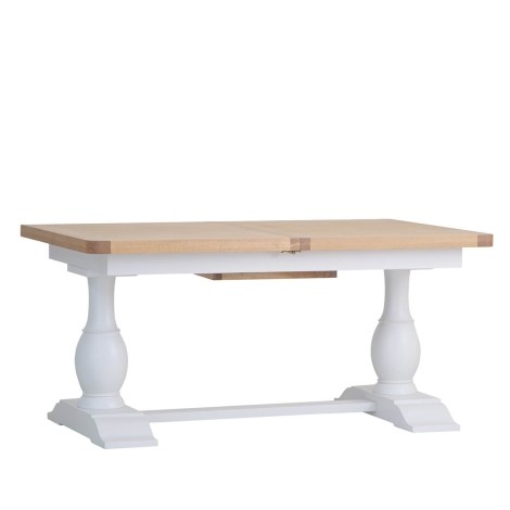 Cornwall - White Painted and Chunk Oak - 1.6m - Medium Butterfly Extending Dining Table