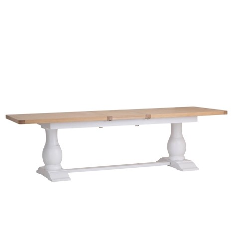 Cornwall - White Painted and Chunk Oak - 2.2m - Large Butterfly Extending Dining Table