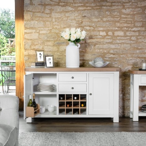 Cornwall - White Painted and Chunk Oak - 2 Door 2 Drawer - Large Sideboard