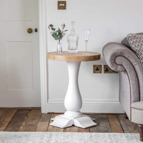 Cornwall - White Painted and Chunk Oak - Round Wine Table