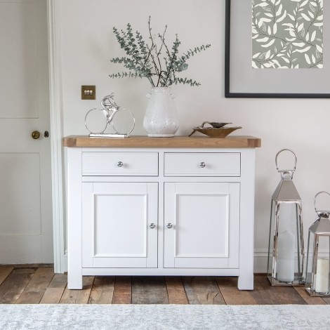 Cornwall - White Painted and Chunk Oak - 2 Door 2 Drawer - Standard Sideboard