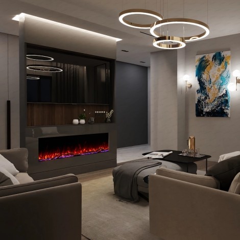 71" Premium Panoramic Electric Fireplace - Borderless - 7 Colour UHD LED Flames