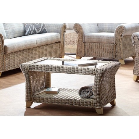 Desser - Clifton - Natural Wash - Cane Coffee Table & Bronze Glass				