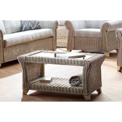 Clifton Natural Wash, Cane Coffee Table & Bronze Glass				