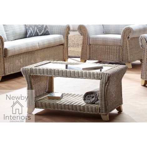 Clifton Coffee Table Natural Wash Rattan & Glass