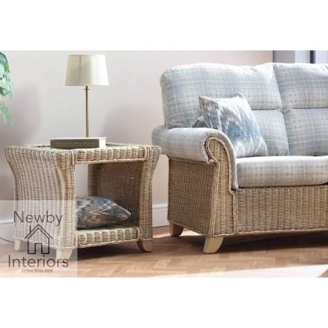 Dijon Lamp Table Natural Wash Rattan & Glass