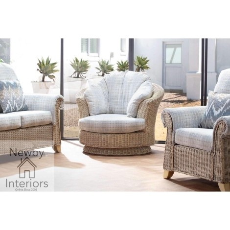 Dijon Lyon Swivel Chair Natural Wash Rattan