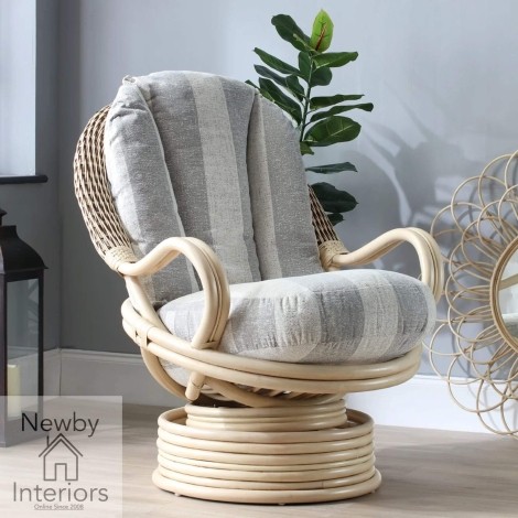 Samford Deluxe Swivel Rocker Chair Natural Wash Rattan