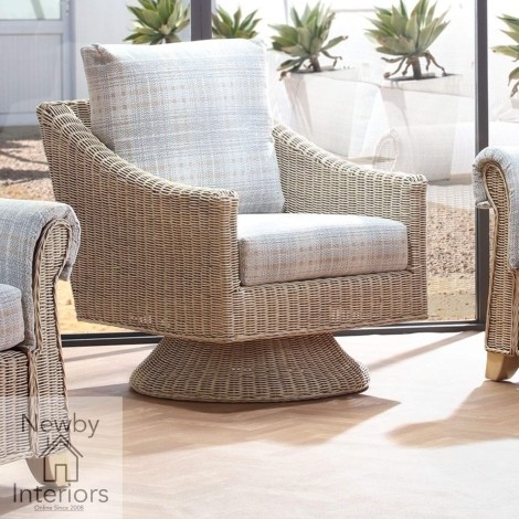 Dijon Swivel Chair Natural Wash Rattan