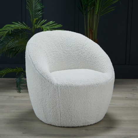 Cocoon - Accent Chair - White Bouclé Fabric