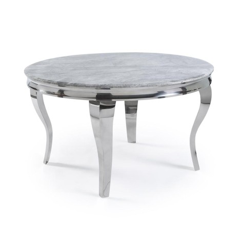 Louis - White - 130cm/1.3m - Marble and Chrome - Louis Leg - Round Dining Table