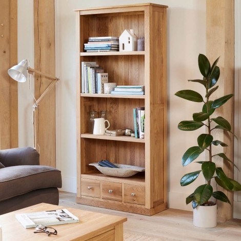 Mobel Oak Large 3 Drawer Bookcase COR01A