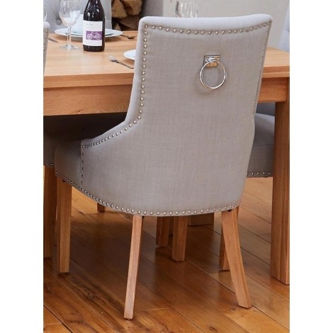 Oak Accent Narrow Back Upholstered Dining Chair - Grey (Pack Of Two) COR03K