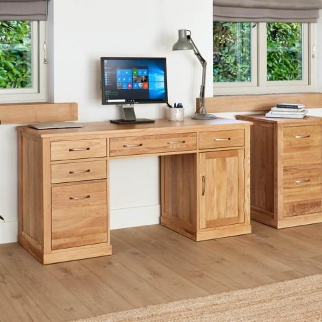 Mobel Oak Twin Pedestal Computer Desk COR06C