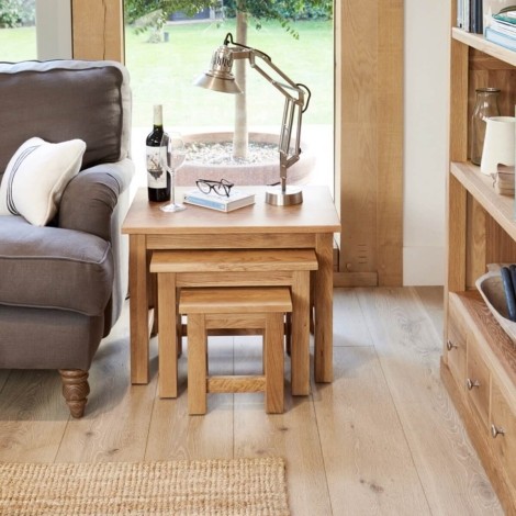 Mobel Oak Nest of 3 Coffee Tables COR08A