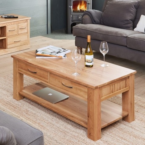 Mobel Oak Four Drawer Coffee Table COR08D