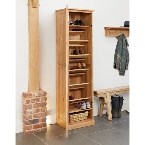 Mobel Oak Tall Shoe Cupboard COR20E