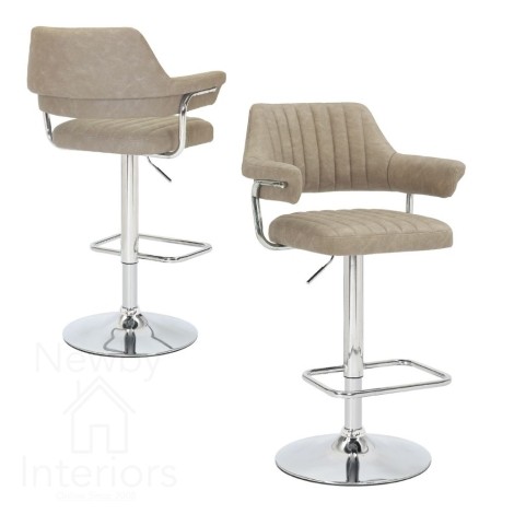 Cortez Mink Leather Effect Bar Stool (Pair)