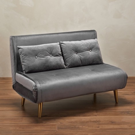 Madison - Grey - Velvet Fabric - Sofa Bed