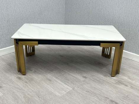 Sorrento - Grey Ceramic Top Rectangle Coffee Table with Gold Legs