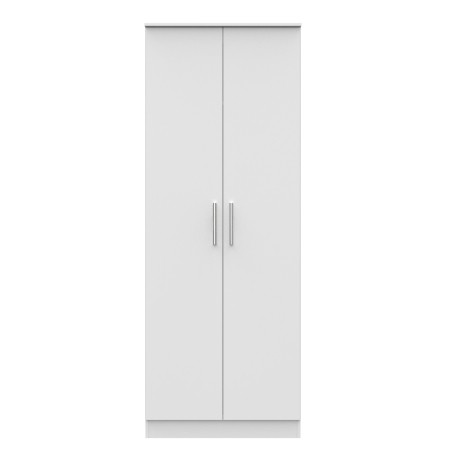 Contrast - 2 Door - Tall - Plain Wardrobe - White Matt Finish