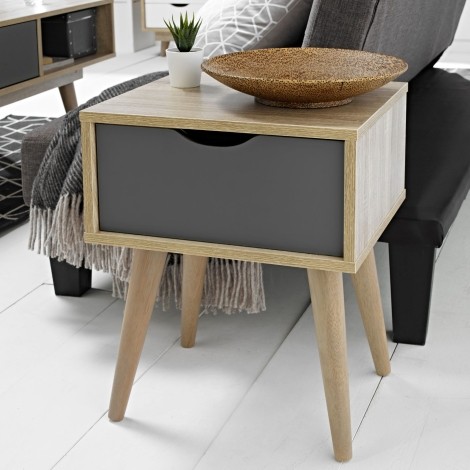 Scandi - Oak + Grey - Lamp Table