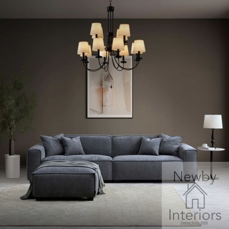 Dakota Charcoal Boucle 4 Seater Sofa With Chaise