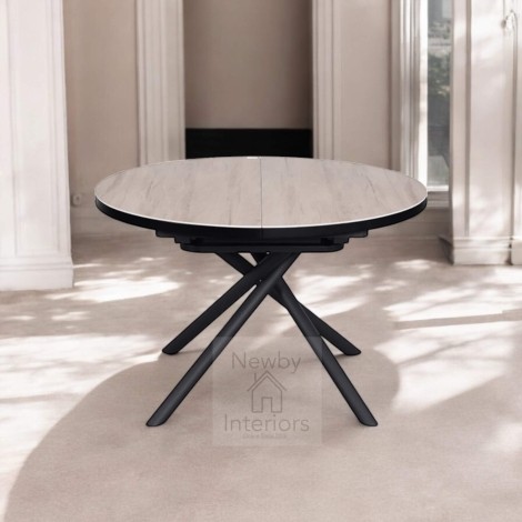 Danello Oak Effect Ceramic Round Extending Dining Table (120-160cm)