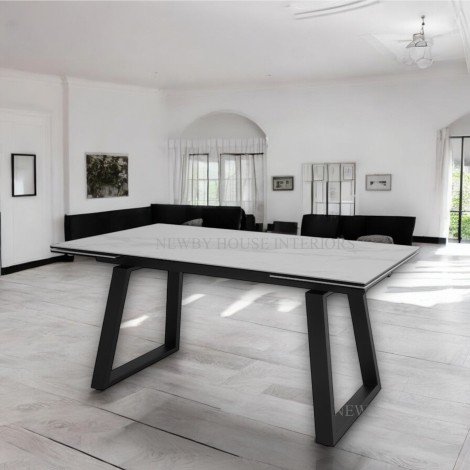 Dante White Ceramic Side Extending Dining Table (160-240cm)
